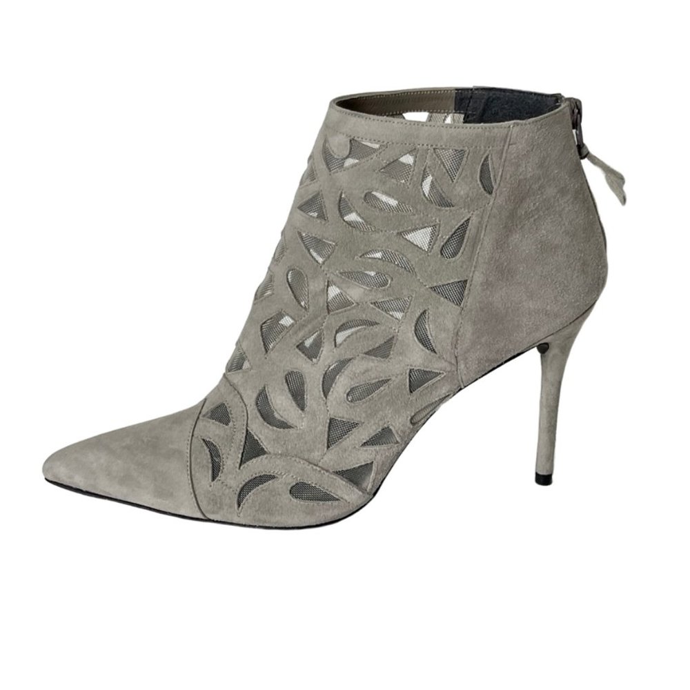 Stuart Weitzman | Gray Cutout Mesh Suede Ankle Boots